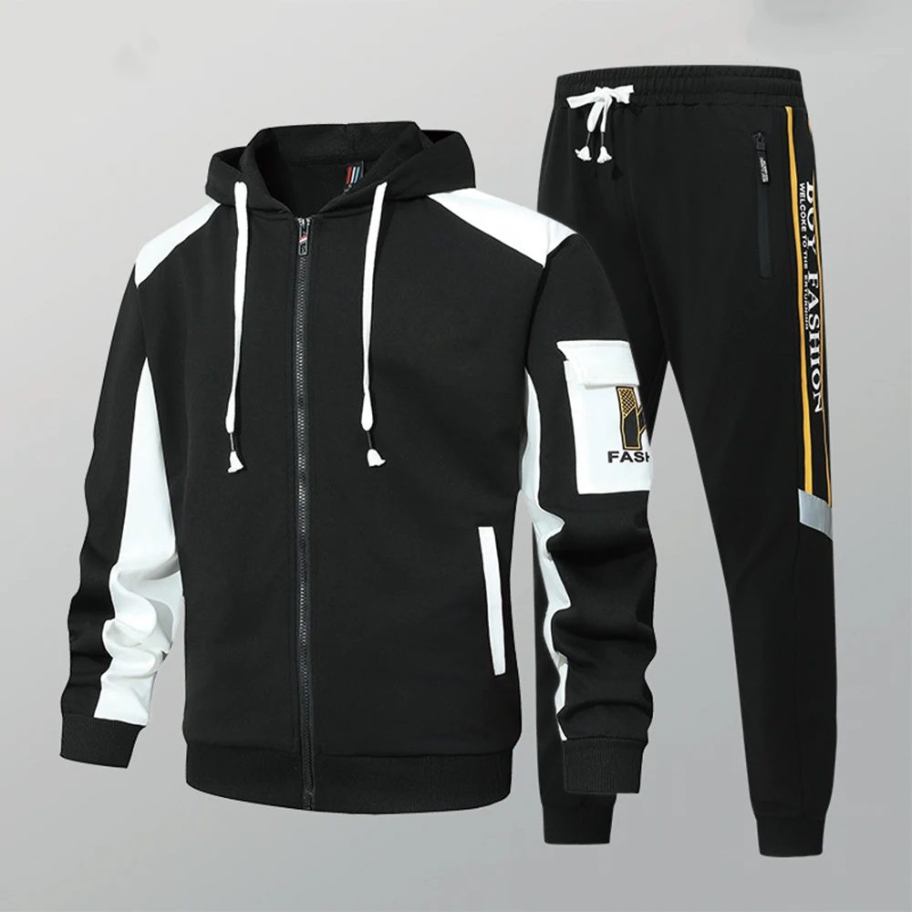 

New Spring and Autumn Men's Suit: Teenager's Outdoor Sports Casual Cardigan Two-Piece Set