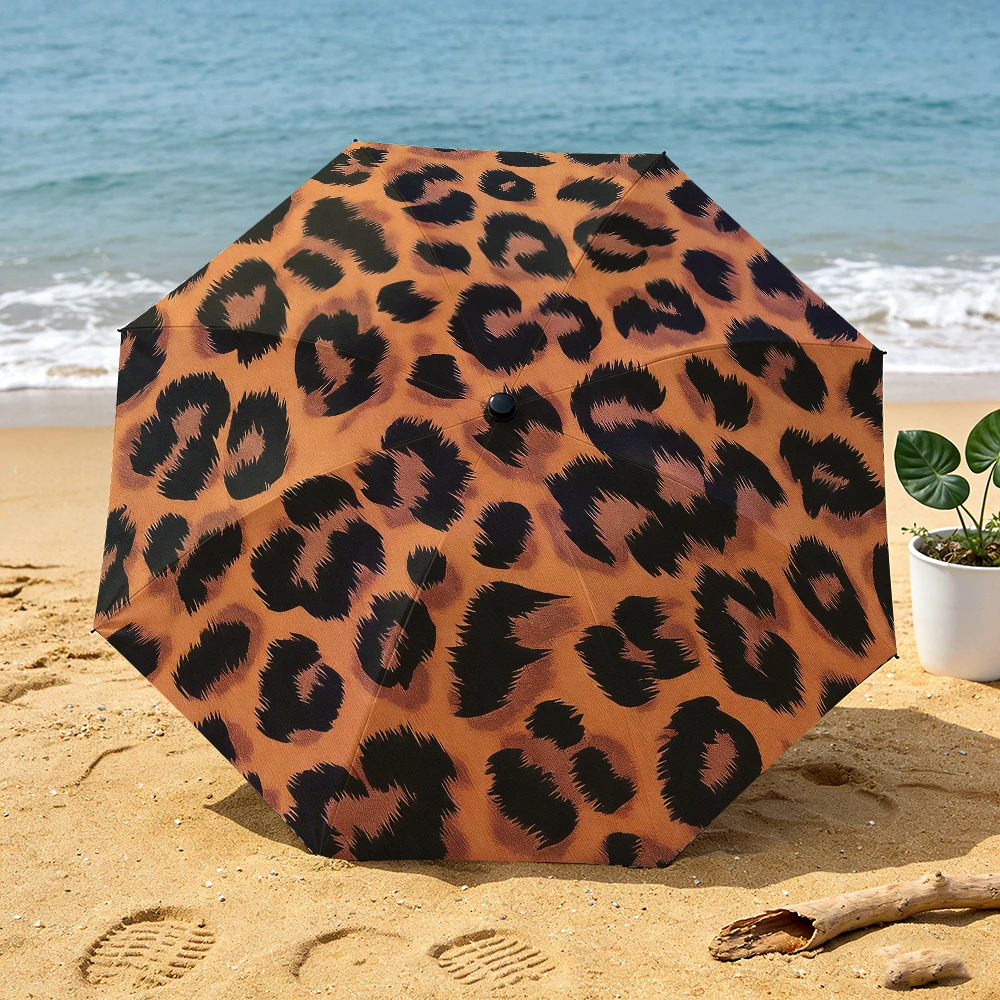 Exquisite leopard print landscape digital printing pattern travel folding umbrella, portable automatic opening and closing foldi