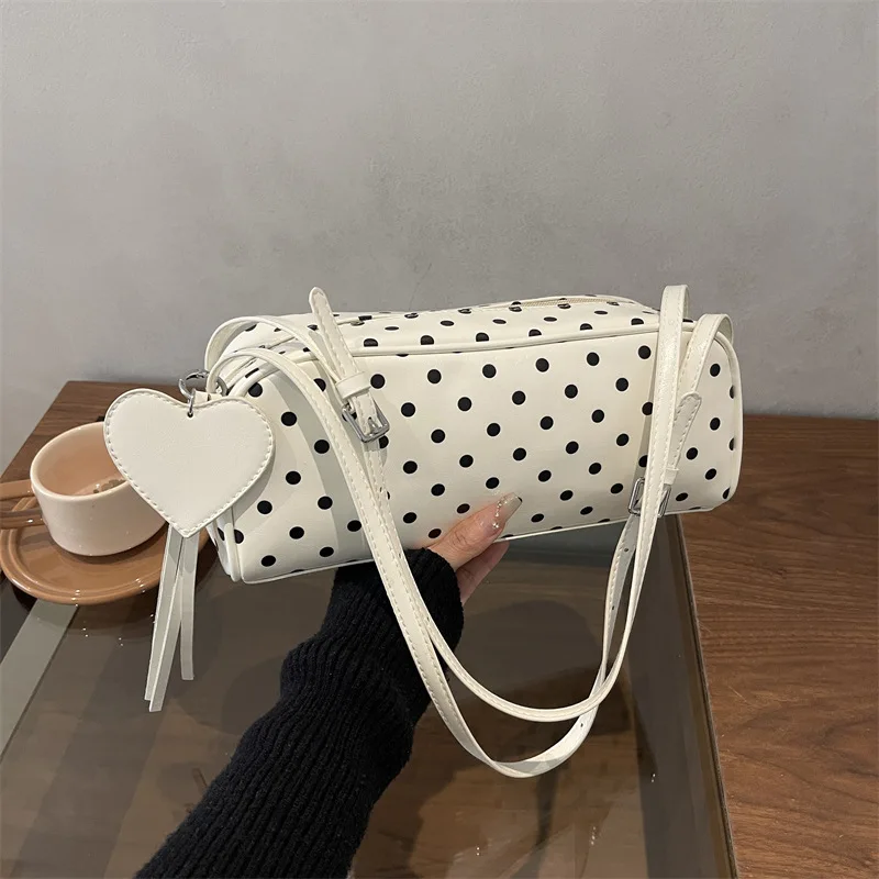 

Женские сумки через плечо в стиле ретро с точечным принтом, вместительные дамские сумки-багеты в корейском стиле, универсальные портативные сумки-подушки для девушек