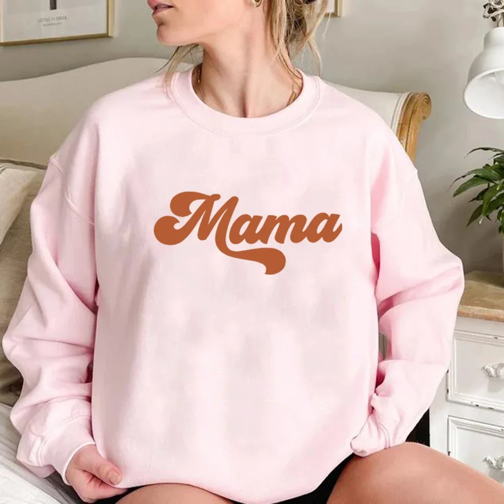 Mama Sweatshirt Retro Mom Hoodie Mama Crewneck Pullover Women Long Sleeve Sweatshirts Mothers Day Gift New Mom Gifts Casual Tops