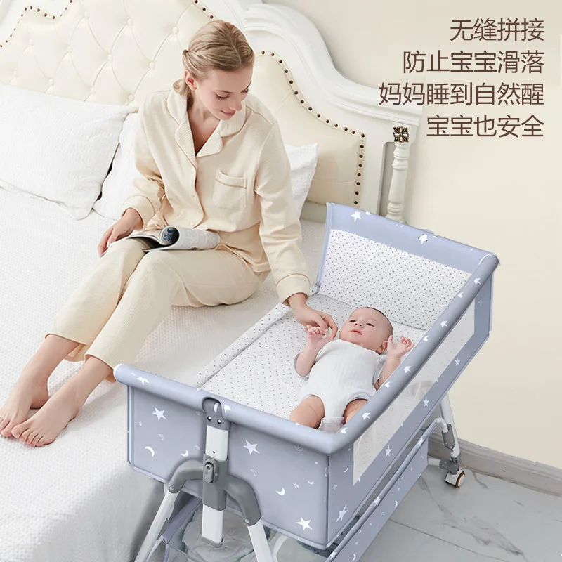 

Multi-functional Portable Baby Bed Crib For Newborn Bed Splicing Big Bed Baby Crib Cradle Bed Mobile Foldable