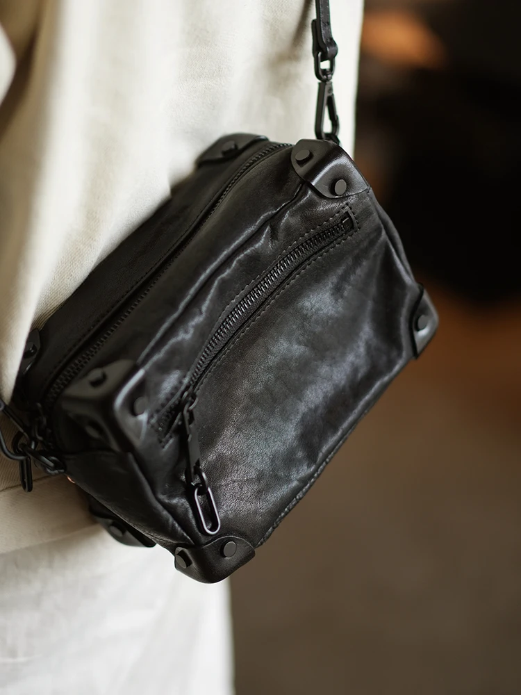 PNDME simple vintage high quality genuine leather women crossbody bag outdoor travel luxury handmade cowhide ladies shoulder bag