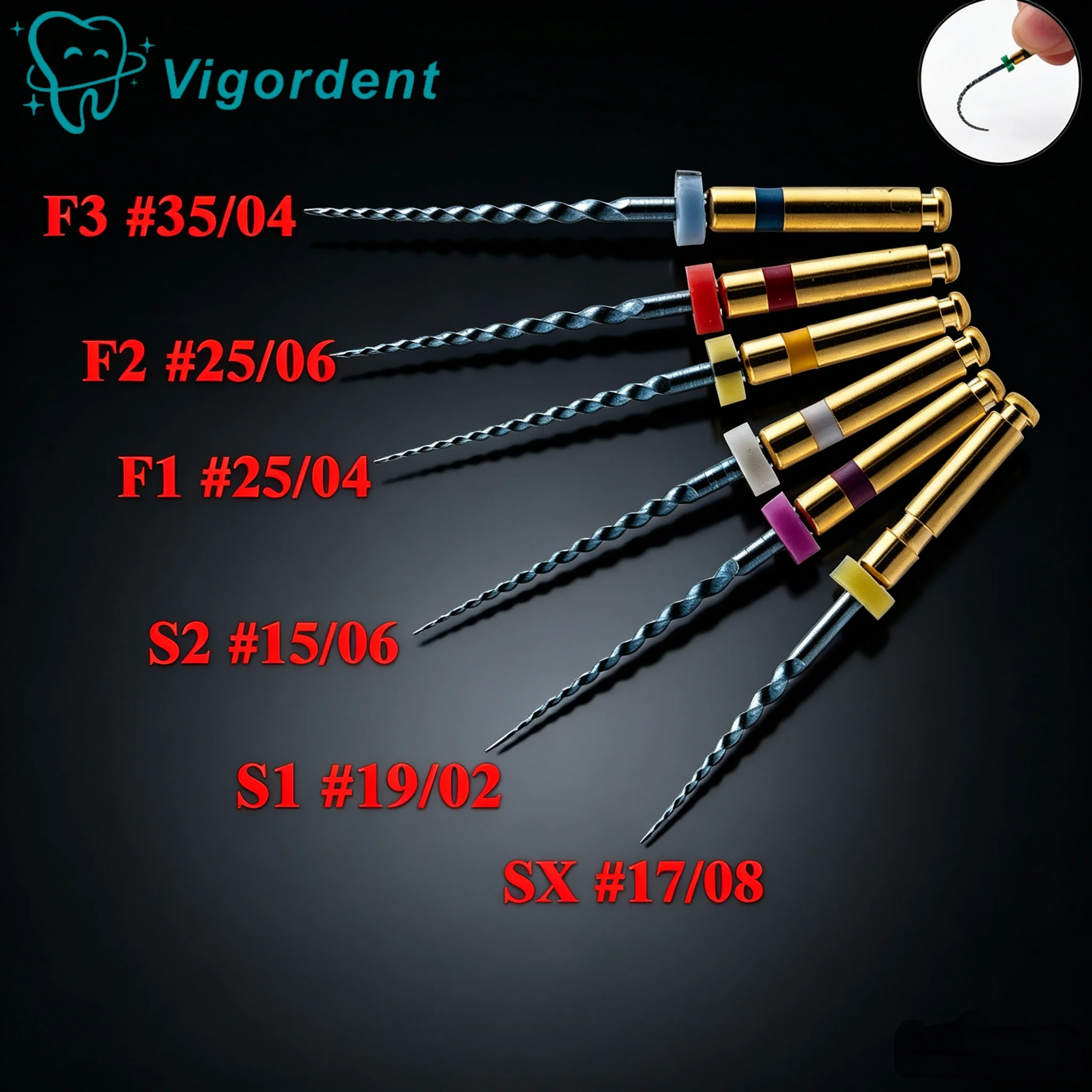 1Box SX-F3 Dental Gold Endo Files Niti Rotary Engine Use Gloden File Endodontic Anti-Fatigue Dentistry Root Canal Material