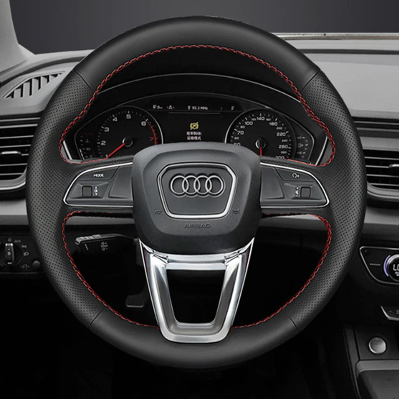 

Customize Microfiber Leather Car Steering Wheel Cover Hand-stitched For For Audi A4 Allroad 2017-2018 / Q3 2019 / Q5 2018-2019