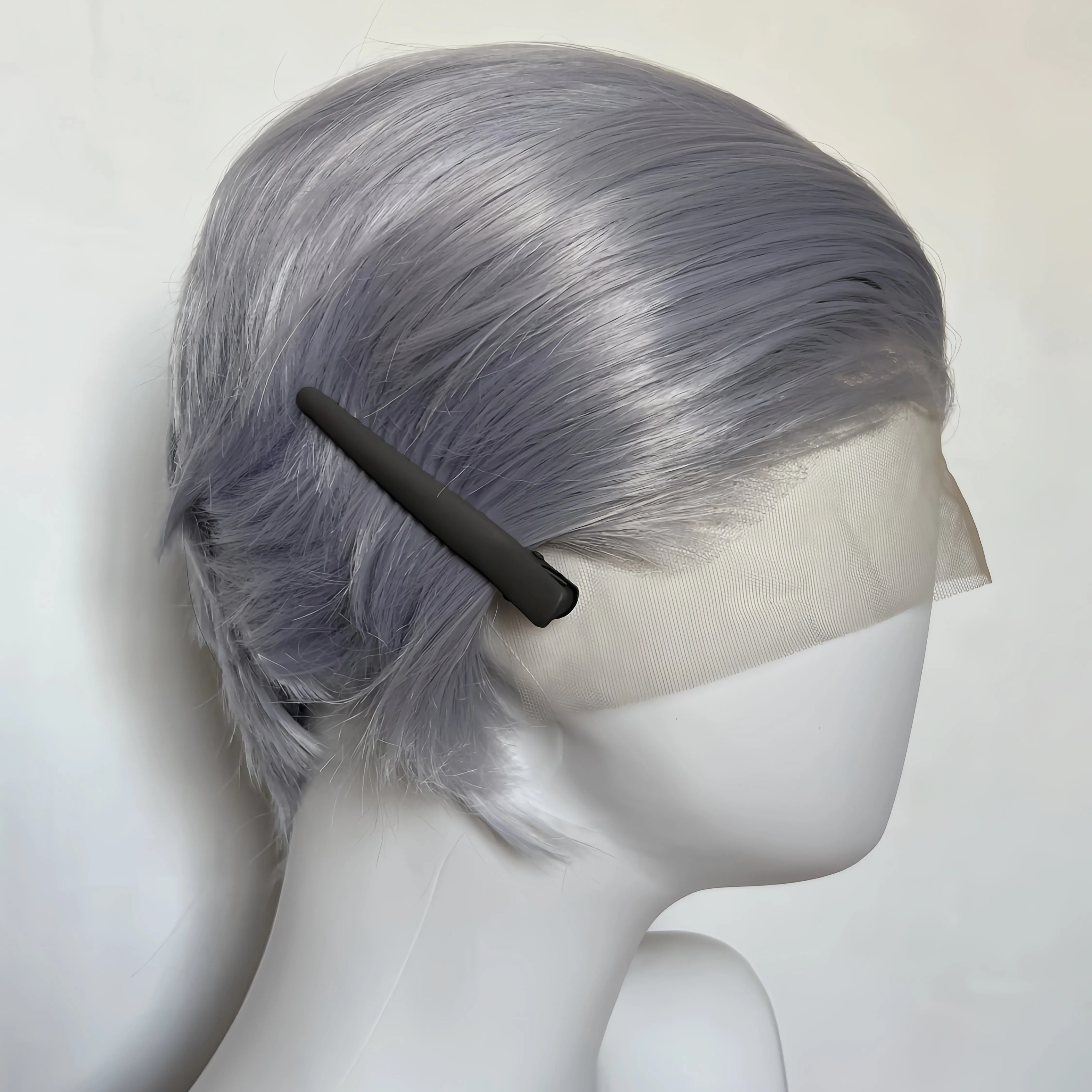 

Light Purple Short Bob Lace Front Wig for Men 13*4 with High Quality Synthetic Lace Wigs Looking for Cosplay 150% Density 6Inch