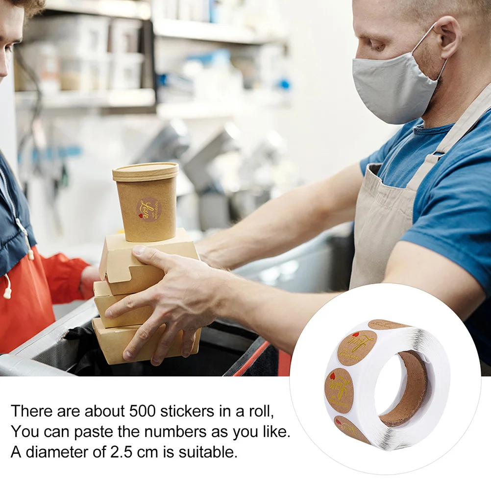 2 Rolls Love Heart Stickers Premium Kraft Wrapping Label For Gift Baking Packaging Sealing Adhesive Diy Labels Baking Sticker