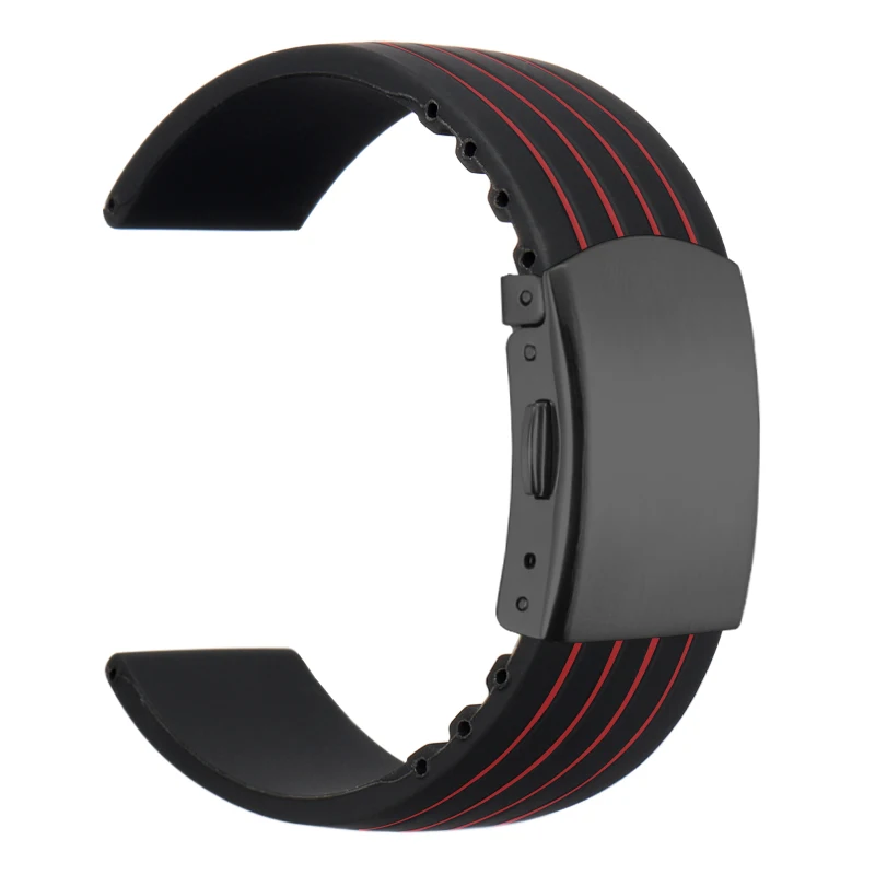 18 mm20m22mm24mm miękki zegarek z gumy silikonowej pasek do Seiko Casio Tag Heuer Breitling-wzorzysta opaska sportowa bransoletka