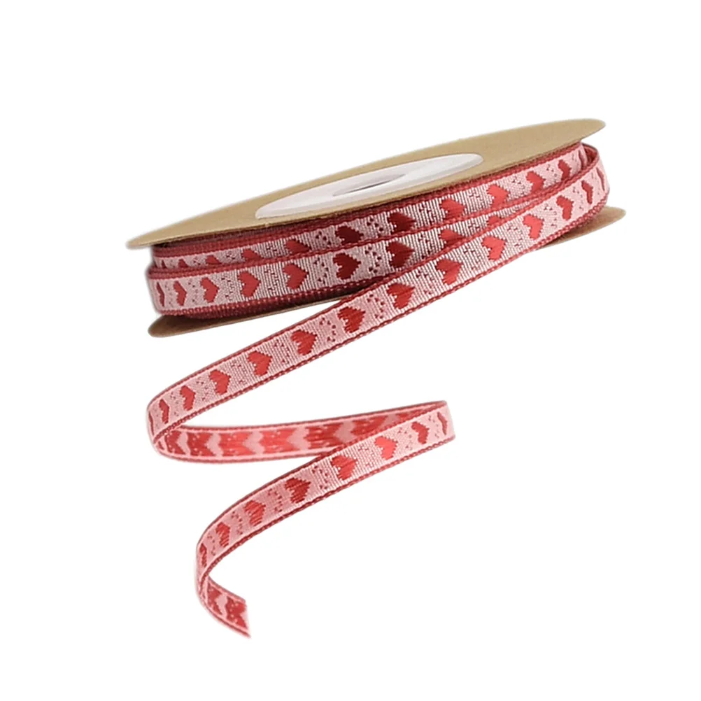 

1 Roll of 10M Ribbon Heart Printed Polyester Packing Rope Valentine's Day Gift Wrapping (Pattern 1) gift wrapping ribbon