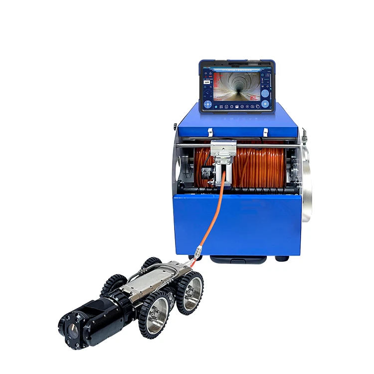 Cámara Robot de inspección con sistema de tubería subterránea IP68, visión nocturna, cámara CCTV sobre orugas con cámaras HD AutoFocus para DN 150-3000mm