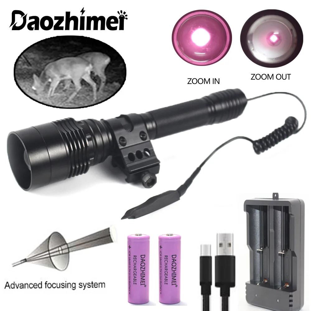 

C11 Infrared LED Flashlight IR 850nm 940nm Zoomable Hunting IR Light Torch Long Range 18650 for Night Vision Device+Rifle Mount