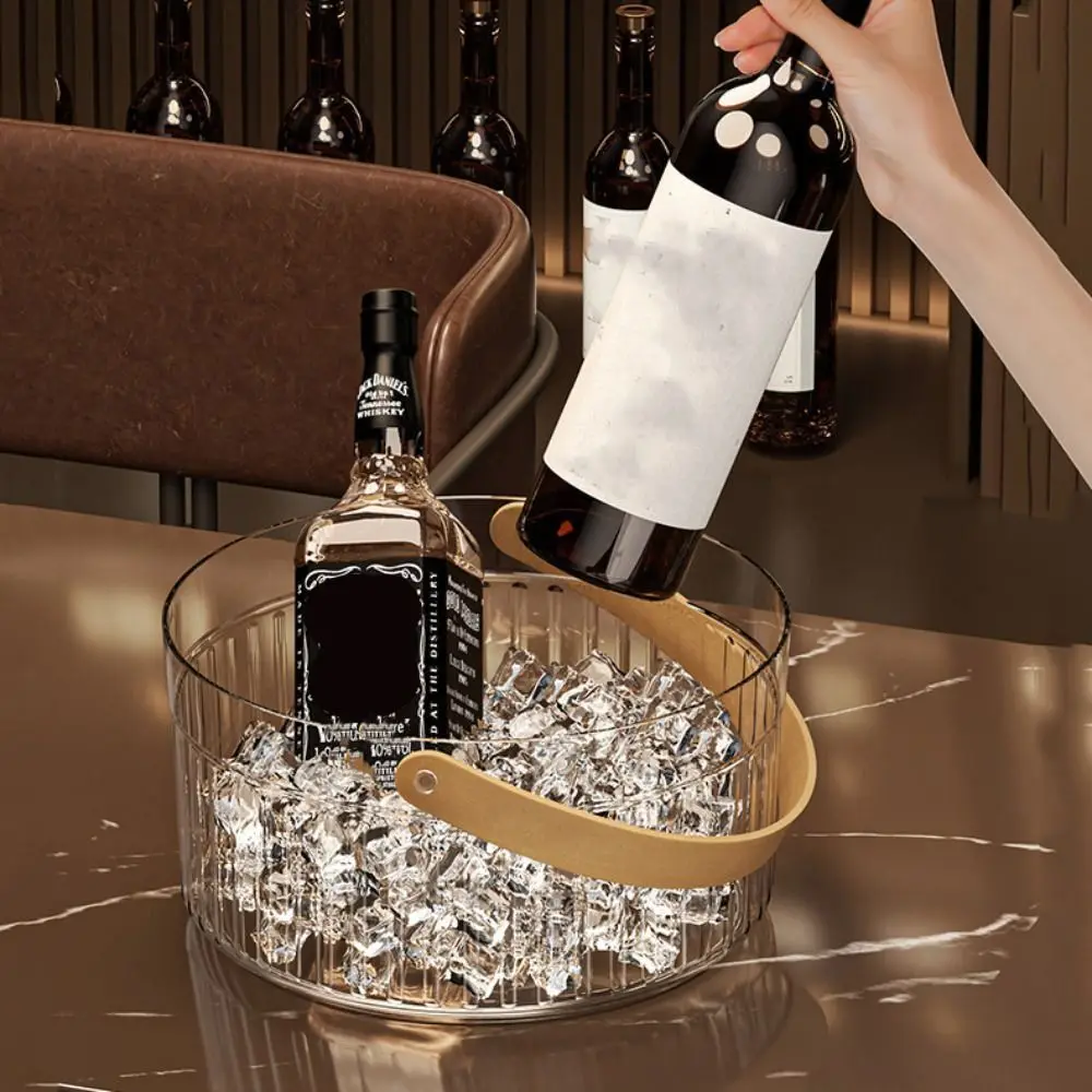 

Easy To Clean Plastic Ice Bucket Large Capacity Portable Storage Basket Hand-held Drinks Cooling Container Household