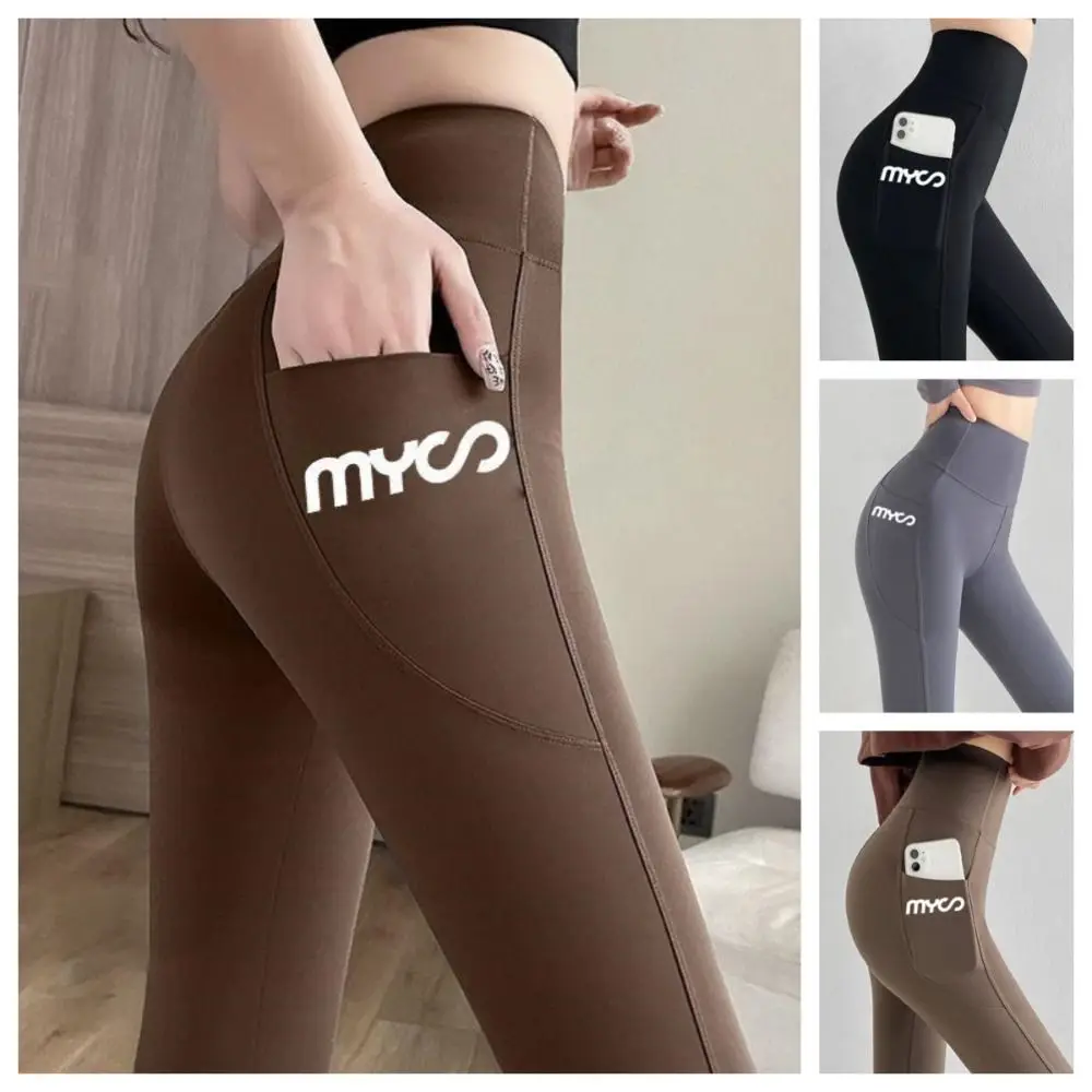 Mallas lisas sin costuras con bolsillo para mujer, mallas suaves de entrenamiento, pantalones de Yoga de cintura alta, ropa de gimnasio, Leggings de LICRA