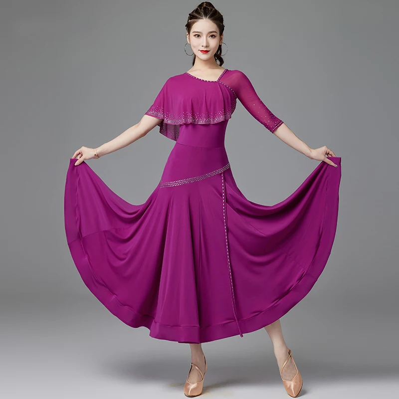 Ballroom Dance Competition Dress For Women National Standard Waltz Social Dance Diamond Big Swing Skirts Performace Wear DQL8479