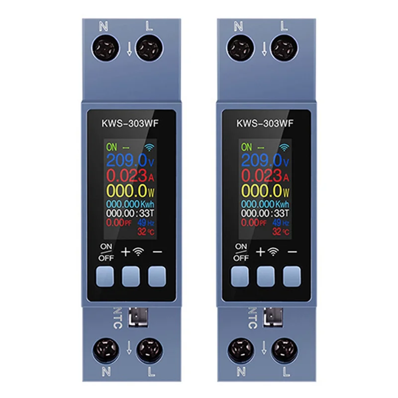 

N01R-2X TUYA WIFI счетчик энергии на DIN-рейку цифровой вольтметр амперметр ваттметр переменного тока 100-290 В кВтч измеритель мощности пульт дистанционного управления