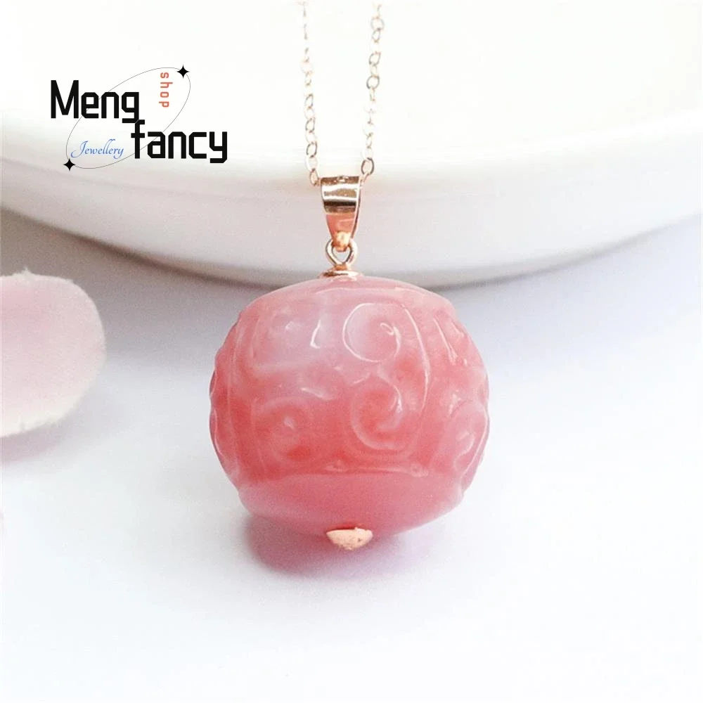 

S925 Silver With Natural Salt Source Agate Retro Ripple Colorful Treasure Pendant Simple Elegant High-grade Fashion Fine Jewelry