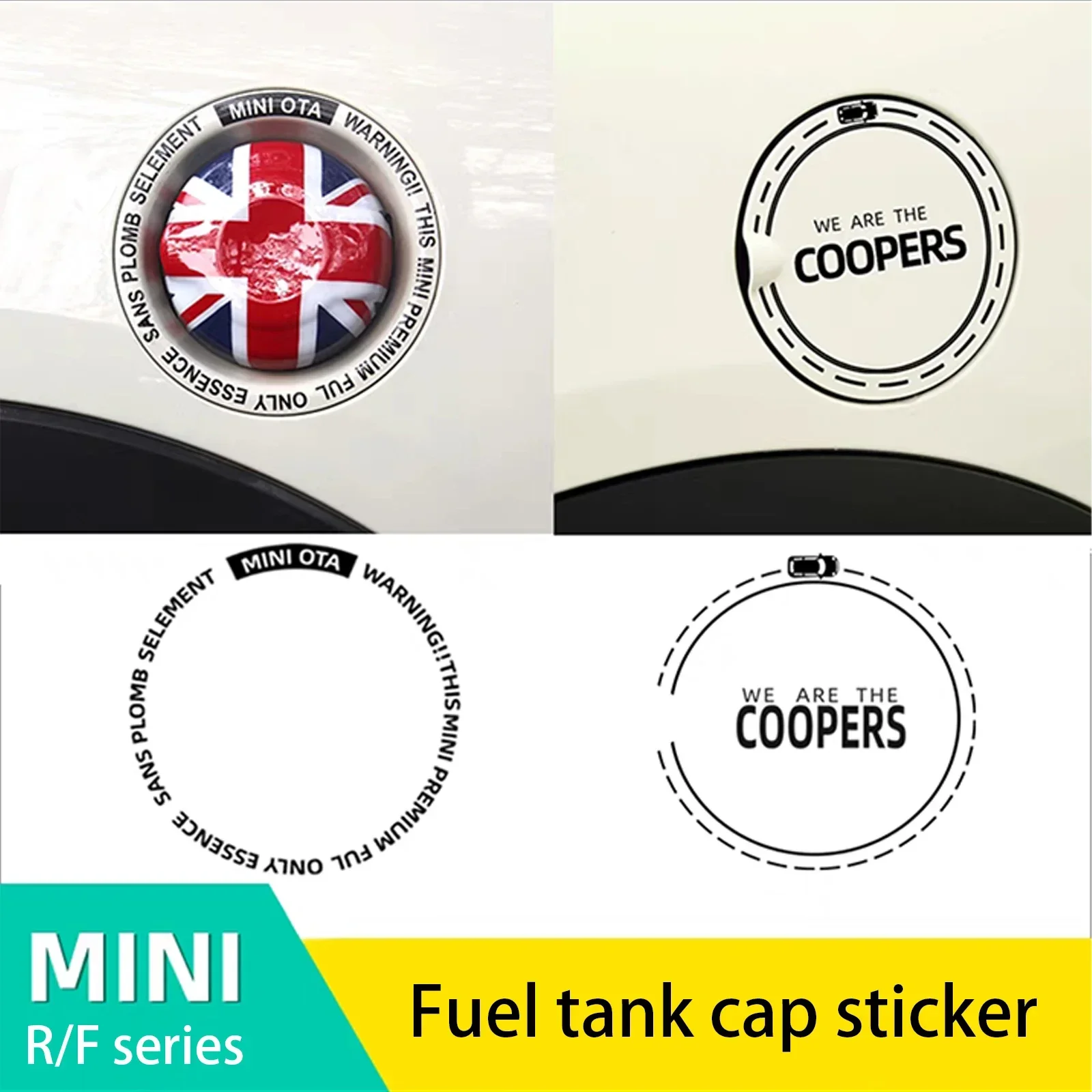 

For Mini Cooper Fuel Tank Caps Cover Flat Style Avery/Oracal Material Stickers Decal Black Red White Color F56 R56 F55 R55 R57