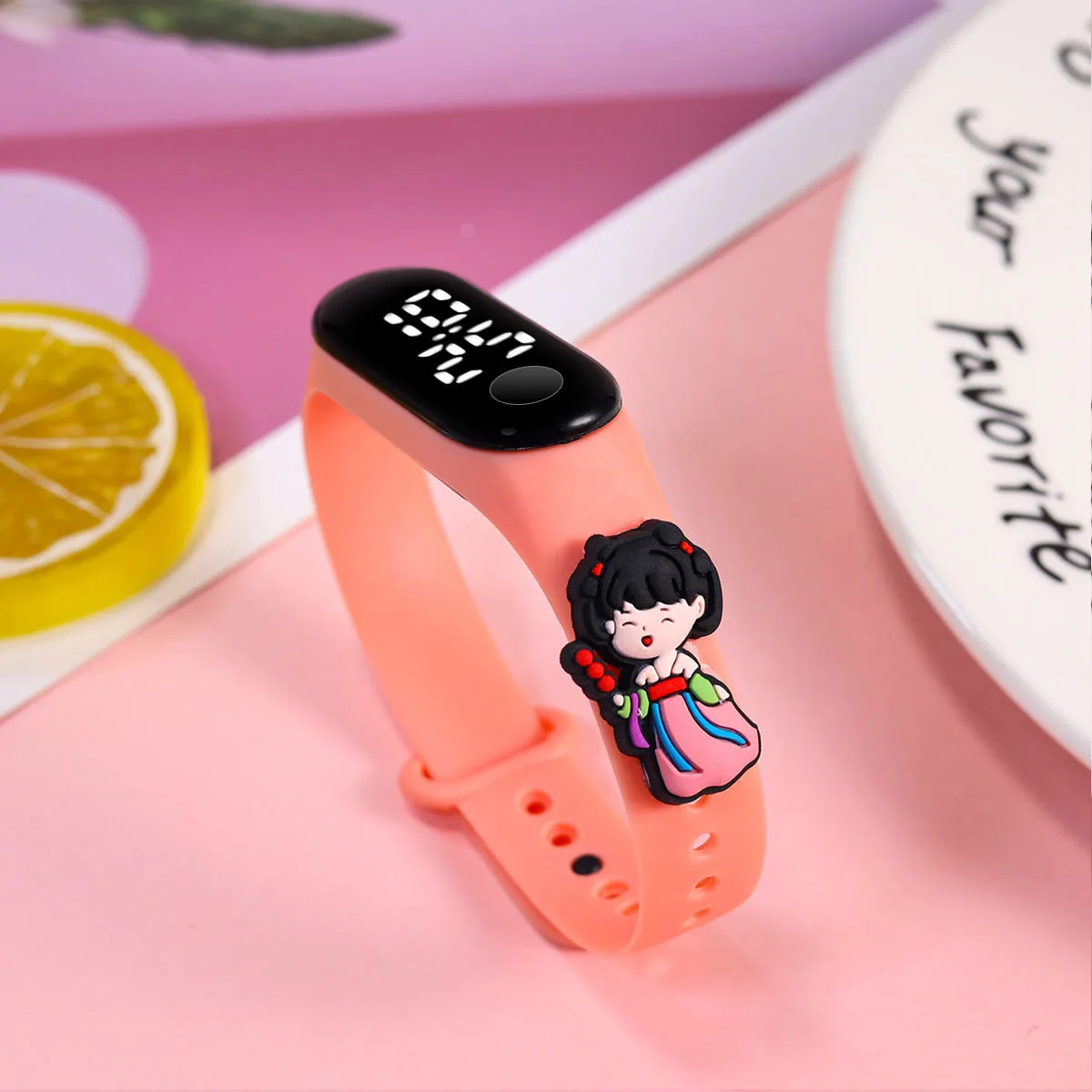 Girls' Cartoon Princess Electronic Watch, Children's Waterproof LED Touch Screen Bracelet Watch, Cute Cartoon Character Electron view 3