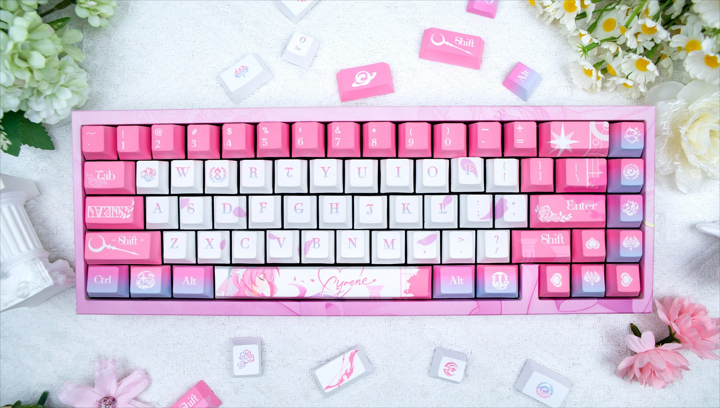 Cyrene PBT Keycap Honkai Star Rail DYE Sublimation Key Cover Cherry Cross MX Switch Key Caps for Mechanical Keyboard Otaku Gift