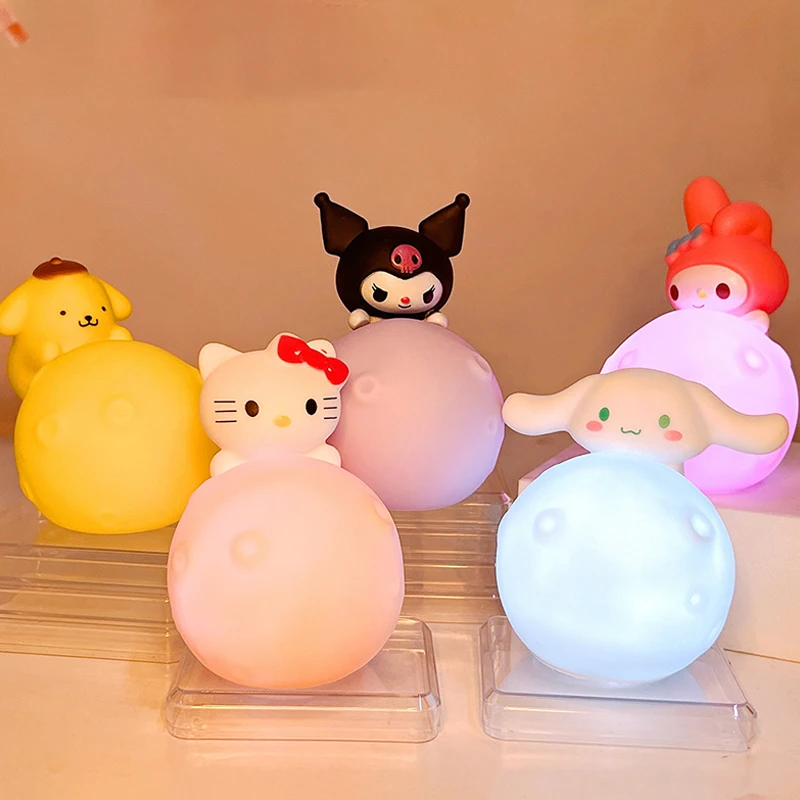 Sanrio Anime Cartoon Hello Kitty Cinnamoroll Kuromi Melody Night Light Creative Desktop Ornaments Girly Heart Ambient Light