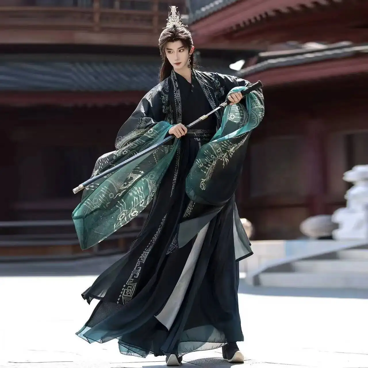 Vintage Antique Elements Hanfu Men Women Traditional Chinese Clothing Sanxingdui Robe Halloween TV Martial Wuxia Cosplay Costume
