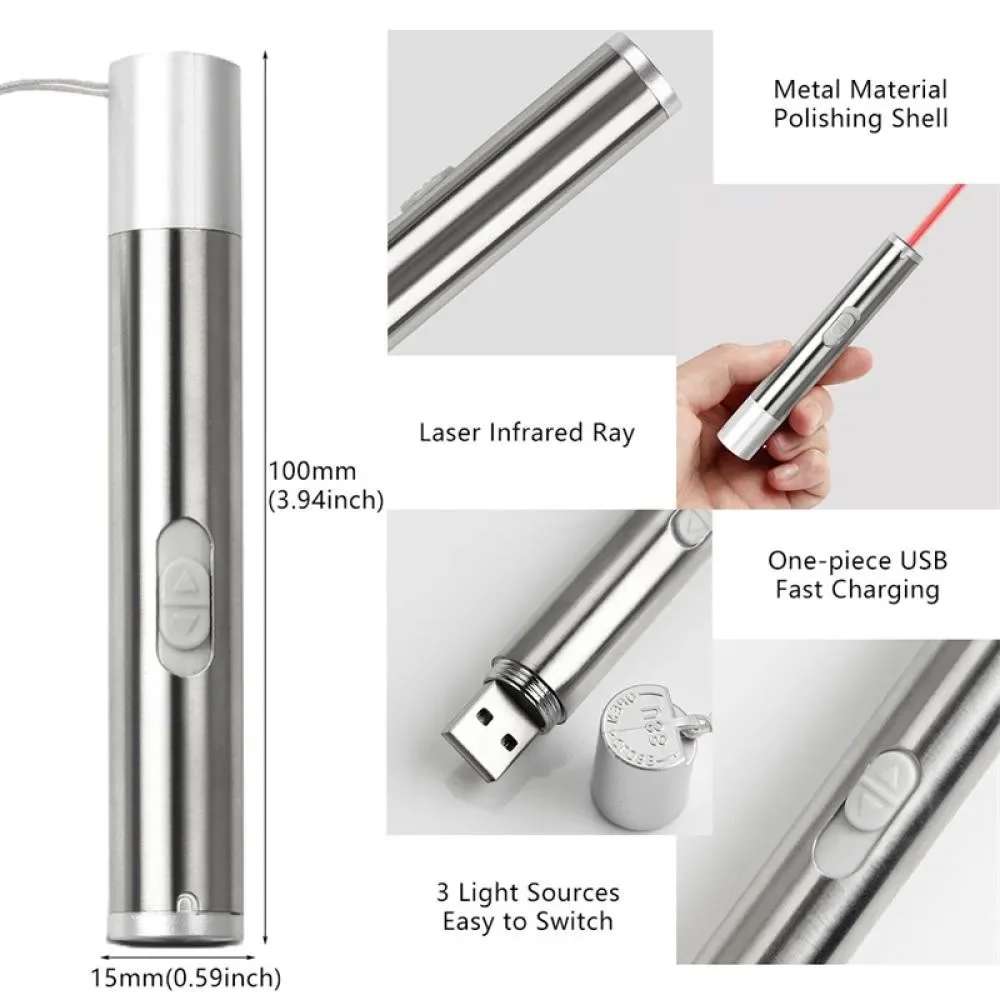 3in1 Multi-function USB Rechargeable LED Flashlight Powerful Mini LED Waterproof Torch With Metal Clip