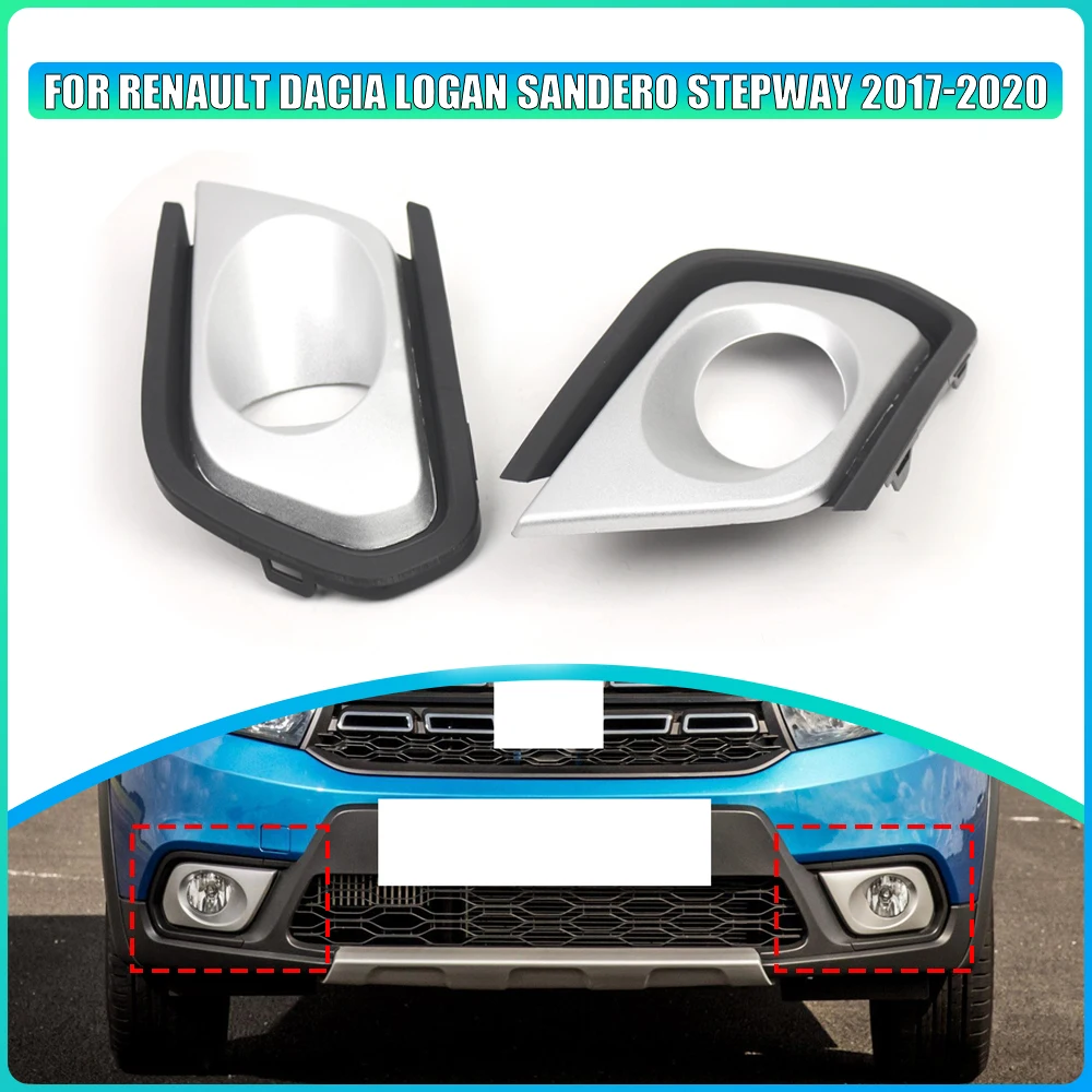 Para Renault Dacia Logan Sandero Stepway 2017 2018 2019 2020, Cubierta de Rejilla para Faros Antiniebla Delanteros, Accesorios Exteriores para Automóvil