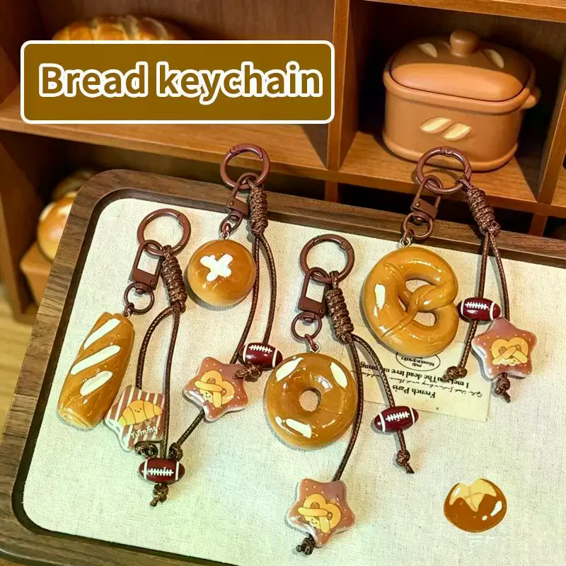Cute Bread Shaped Keychains With Realistic Baked Food Appearance And Durable Lanyard For Bag Decoration Gift For Food Lovers