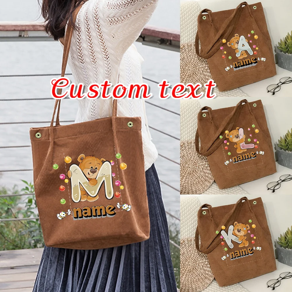 

Personalized Customized New Women's Corduroy Brown Shoulder Bag Fashion Handbag Large Capacity Lightweight Handbag