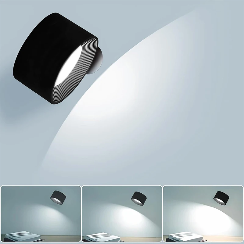 Led Wall Lamp Touch Control Remote 360 Rotatable USB Recharge Wireless Portable Night Light For Bedroom Reading Lamp