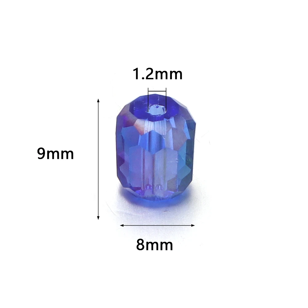 20pcs 8mm Cylindrical Faceted Crystal Beads Round Barrel Glass Loose Bead For Jewelry Making DIY Necklace Bracelet Accessories