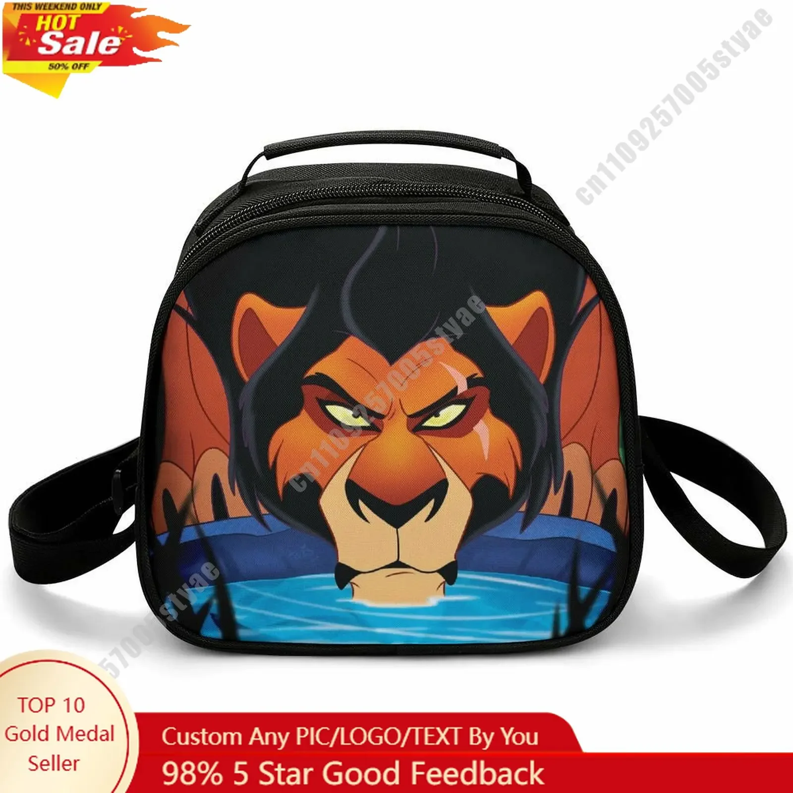 

Scar Lunch Bag Disney Animal Patterns Bento Bag Customizable Name Photo Logo Lunchbox Essential Picnic Bag