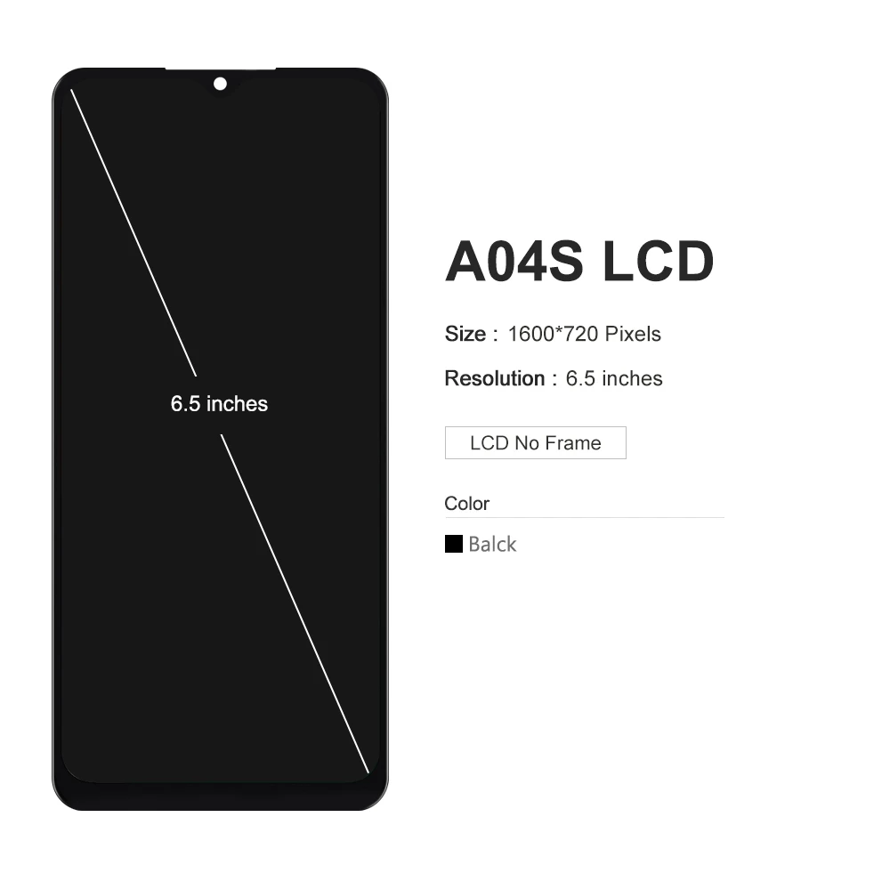 6.5 ''per Samsung A04S Display LCD Touch Screen Digitizer per samsung A047F, A047F/DS, display lcd con cornice