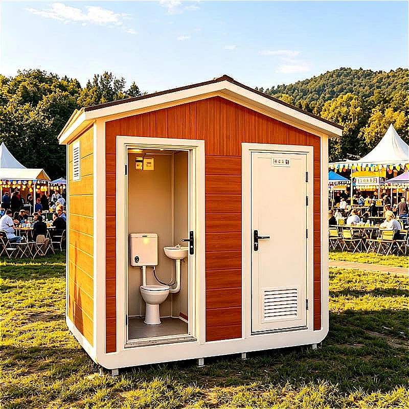 Green Container Toilet 20ft Portable Restroom with Eco Materials for Park Camping Festival Customized Portable Toilet