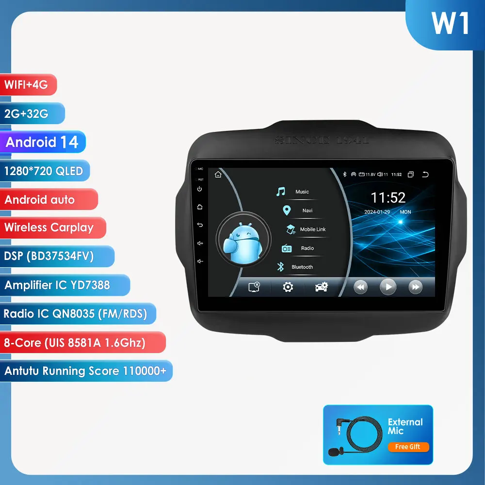 7862 Carplay 4G-Lte 9 "Autoradio Android Voor Jeep Afvallige 2016-2020 Multimediaspeler Navigatie Gps 2 Din Stereo Dsp Autoradio