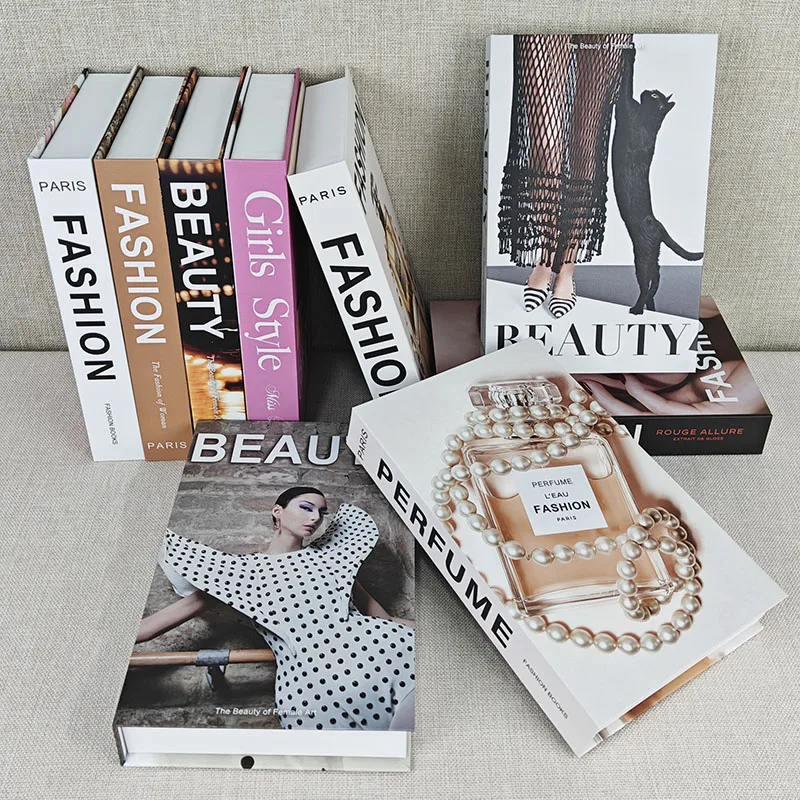Fashion Luxury Fake Books Decoration Perfume Simulation Book Storage Box Coffee Table Villa Hotel Home Decorative Shooting Props
