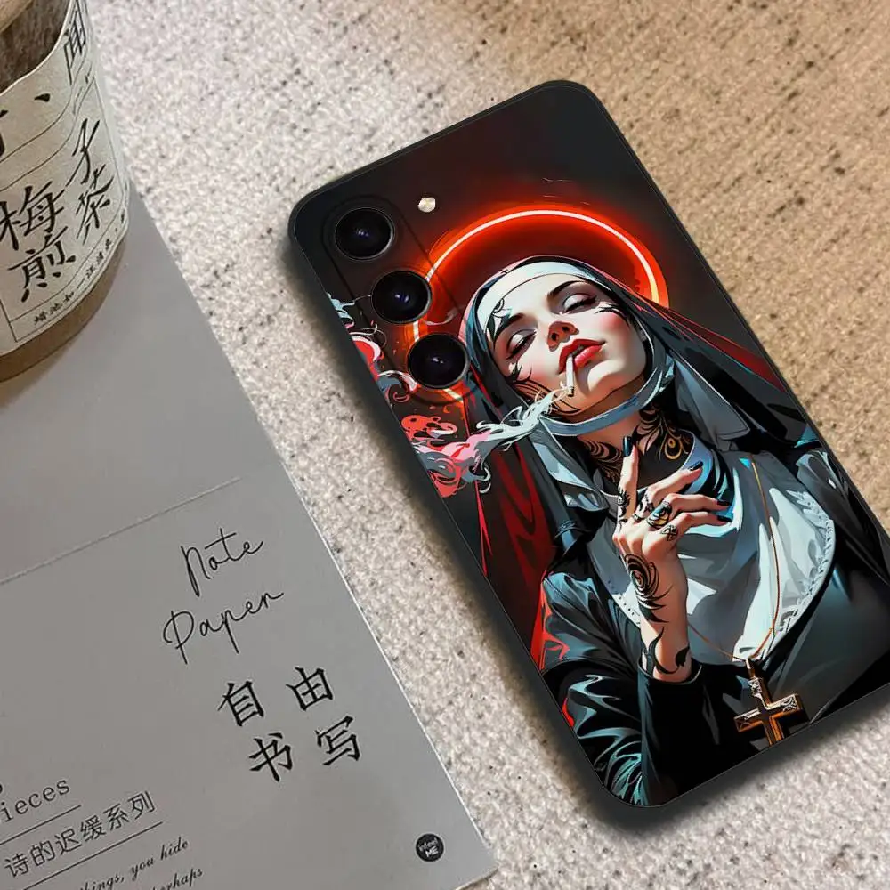 Casing Ponsel Nuns Beauty Untuk Samsung S24/S25/S22 S30/Note20/Lite/Ultra/5G/Plus/FE - Perlindungan Anti Benturan