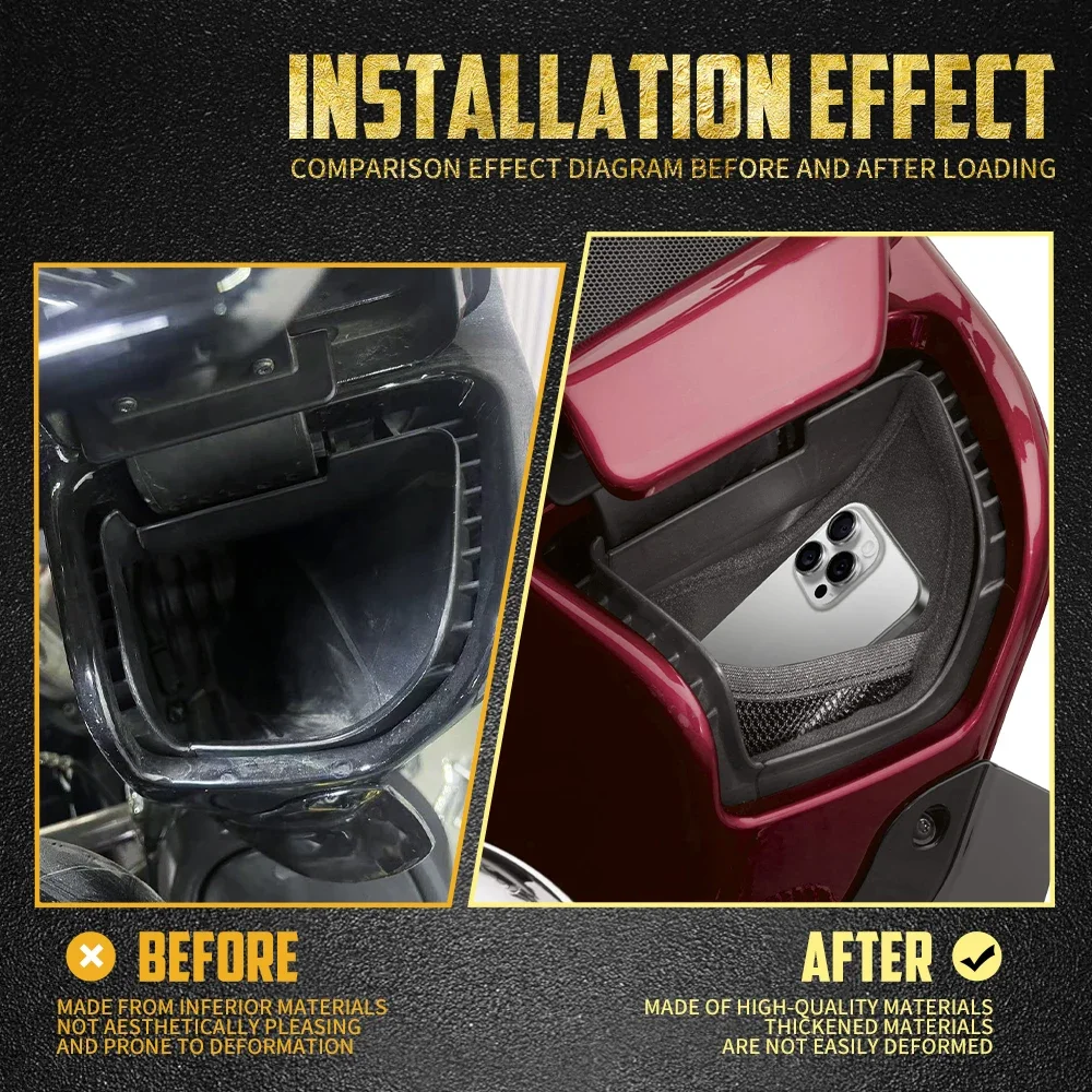 Motorcycle Faring Glove Boxes Compartment Liners Tool Box Storage Bag Insert Inner Pad For Harley Touring Road Glide FLTRX 15-Up - Image 3