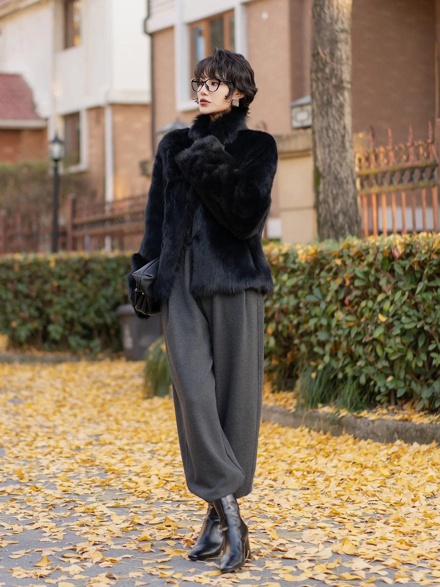 

Thiened Winter Straight Leg Pants Women's Casual Wool Silk Rice Noodle Pants Bend Knife Pants New 2025 l Waist Elastic