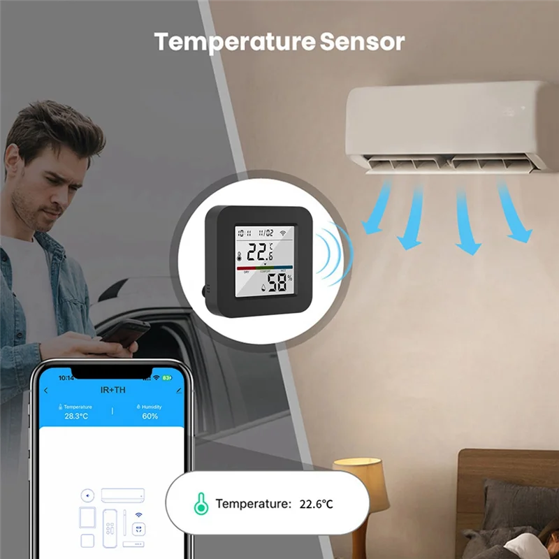 LICE-Tuya Wifi IR جهاز تحكم عن بعد عالمي مستشعر درجة الحرارة والرطوبة التحكم الذكي في تطبيق الحياة يعمل مع Alexa Google Home
