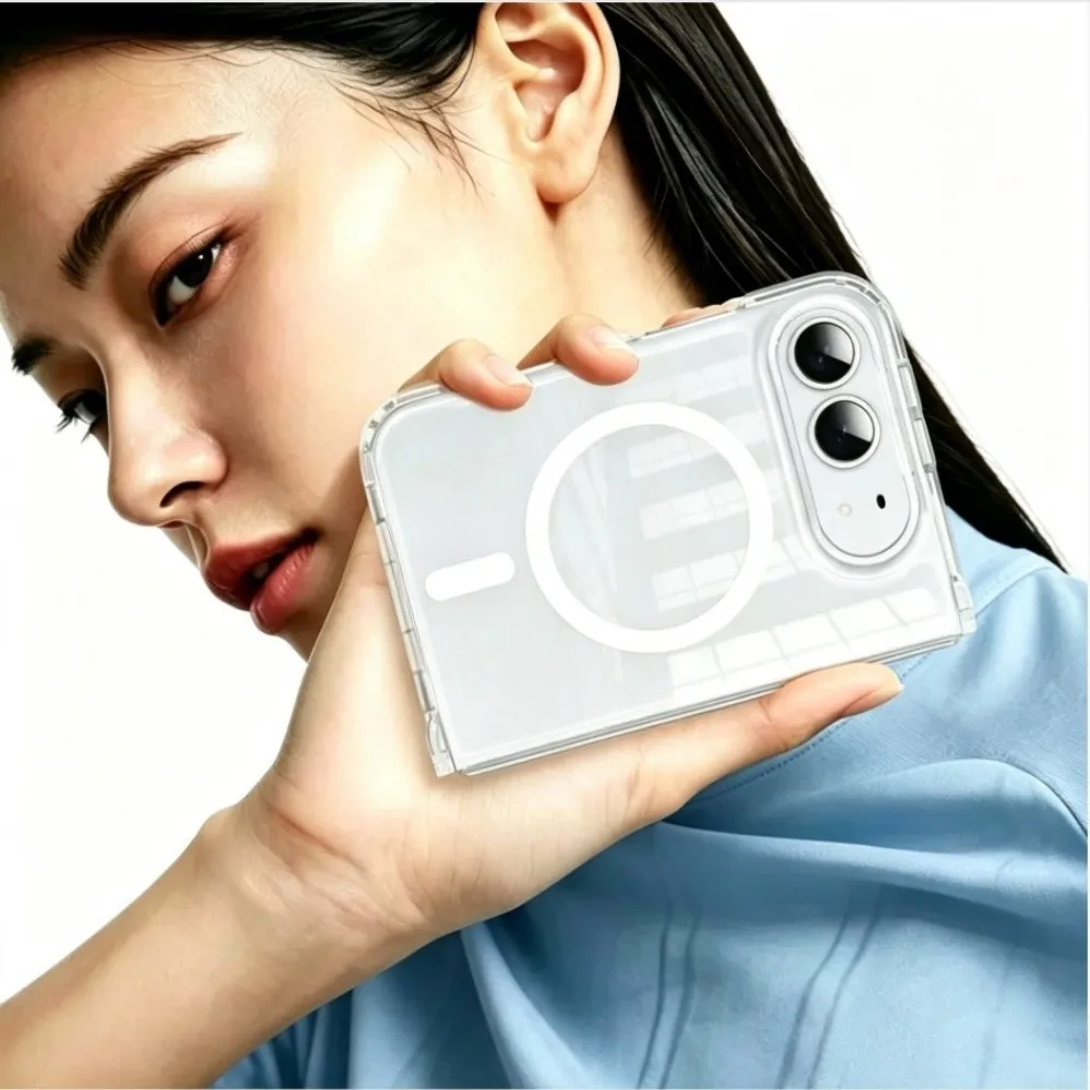 Transparent Phone Case Full Coverage Scratch Resistant Magnetic Phone Case Shockproof Foldable Clear Phone Cover for iPhone Duo