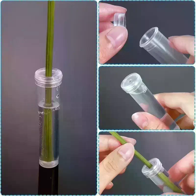 20PCS Plastic Flower Water Tubes With Silicone Caps, Reusable Transparent Floral Vials For Flower And Plant Preservation