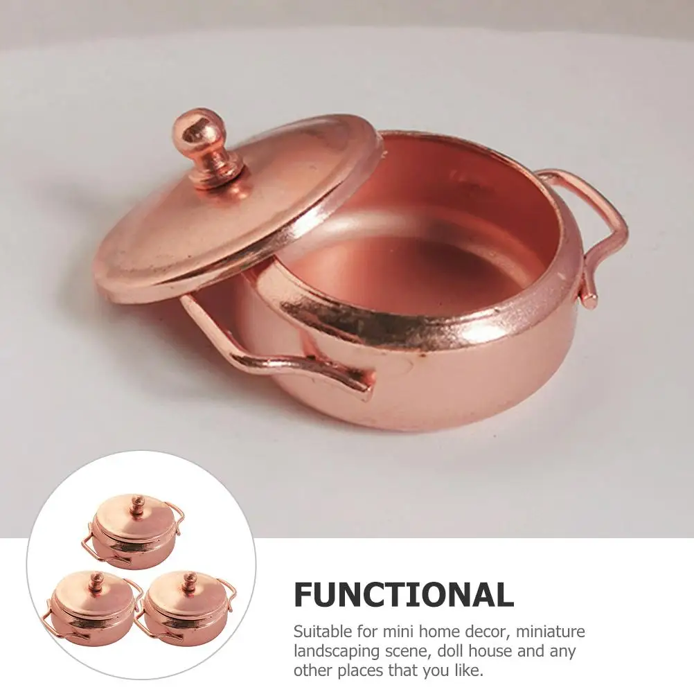 3-delige simulatiepot kleine koperen hete mini retro soepaccessoires potten huis keuken bloem stoofpot miniatuur decoratief