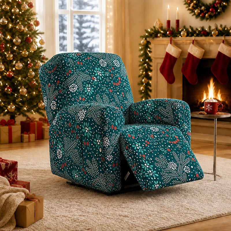 Christmas Printed Recliner Sofa Cover Stretch Full Wrap Single Seat Slipcover Massage Sofa Furniture Protector Home Decor