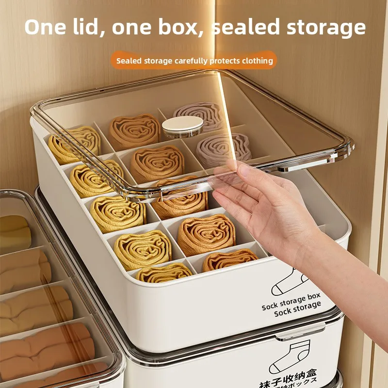 3-in-1 Underwear Storage Box, Grid Drawer Organizer