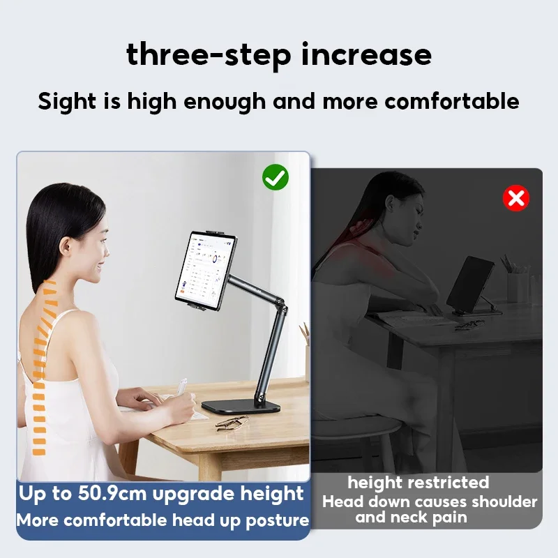 MoZhao Phone Holder Tablet Stand Desktop Large Ipad Clip Aluminum Alloy Frame Lifting Tablet Phone Lazy Adjustment Bracket