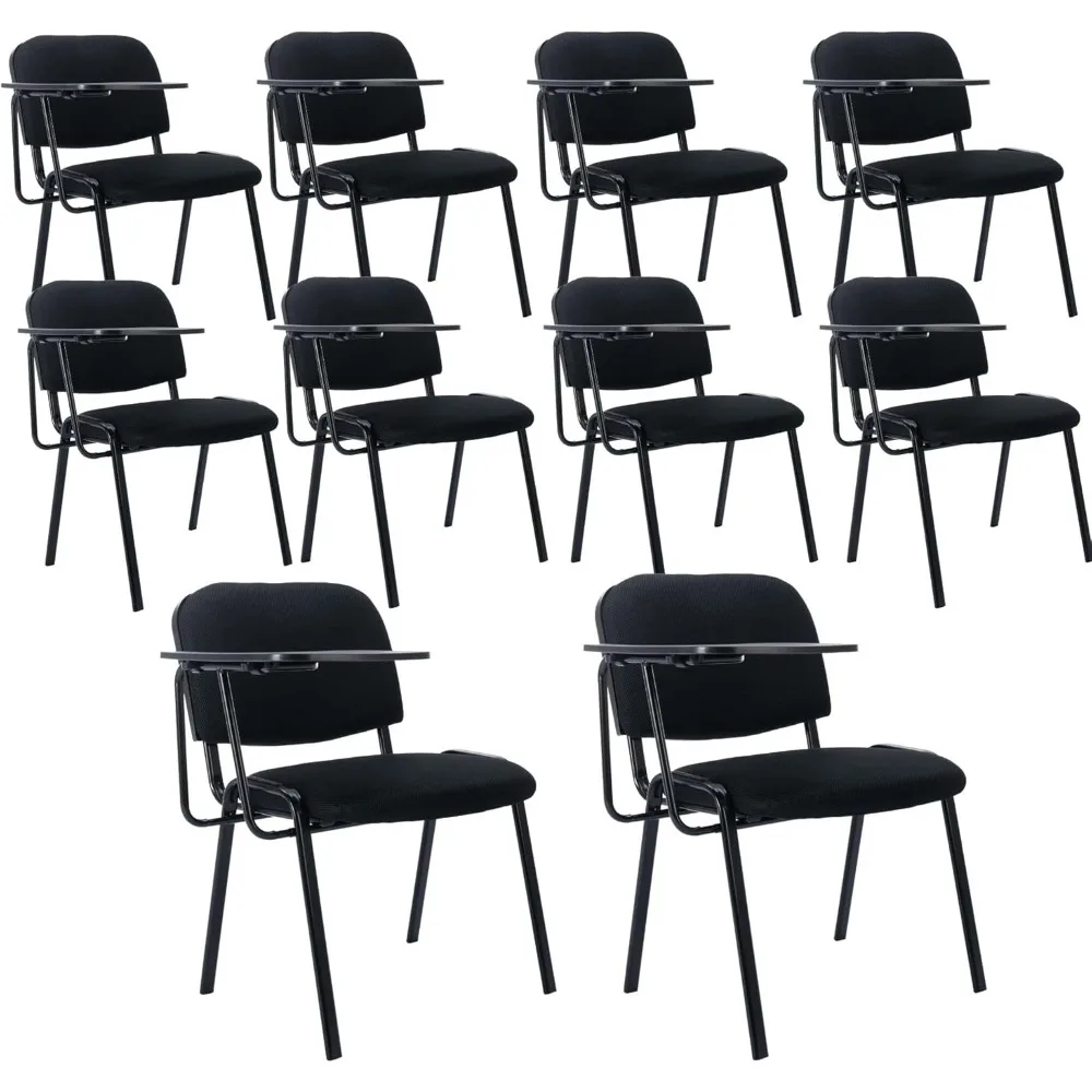 

Set of 10 Black Mesh Armchairs for Office Waiting Areas, Guest and Reception Use, with Stackable Nesting Design and Flip-Up Armr