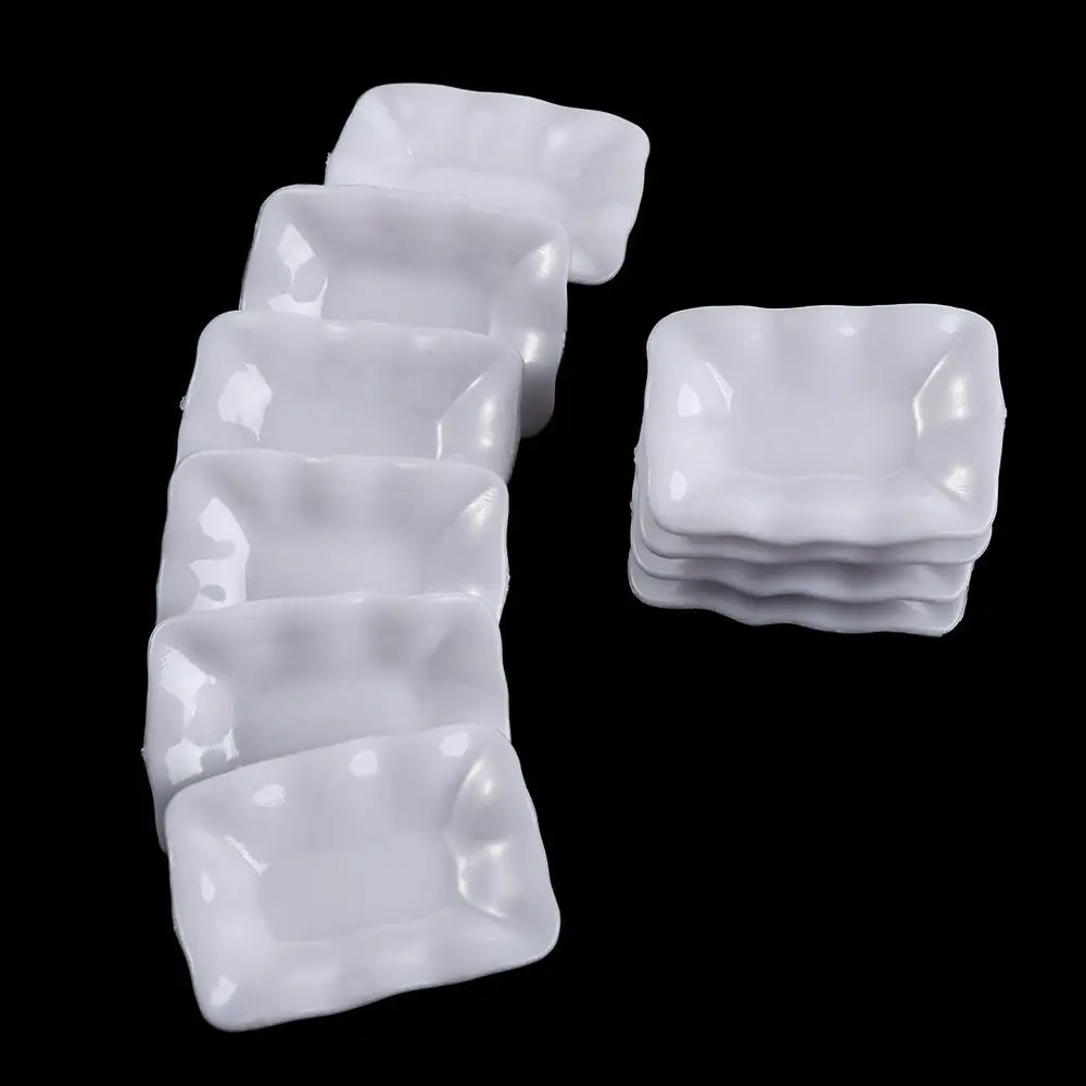 キッチンおもちゃドールハウストレイ食器シミュレーションミニ食品皿白プラスチックミニチュア皿ドールハウスアクセサリー