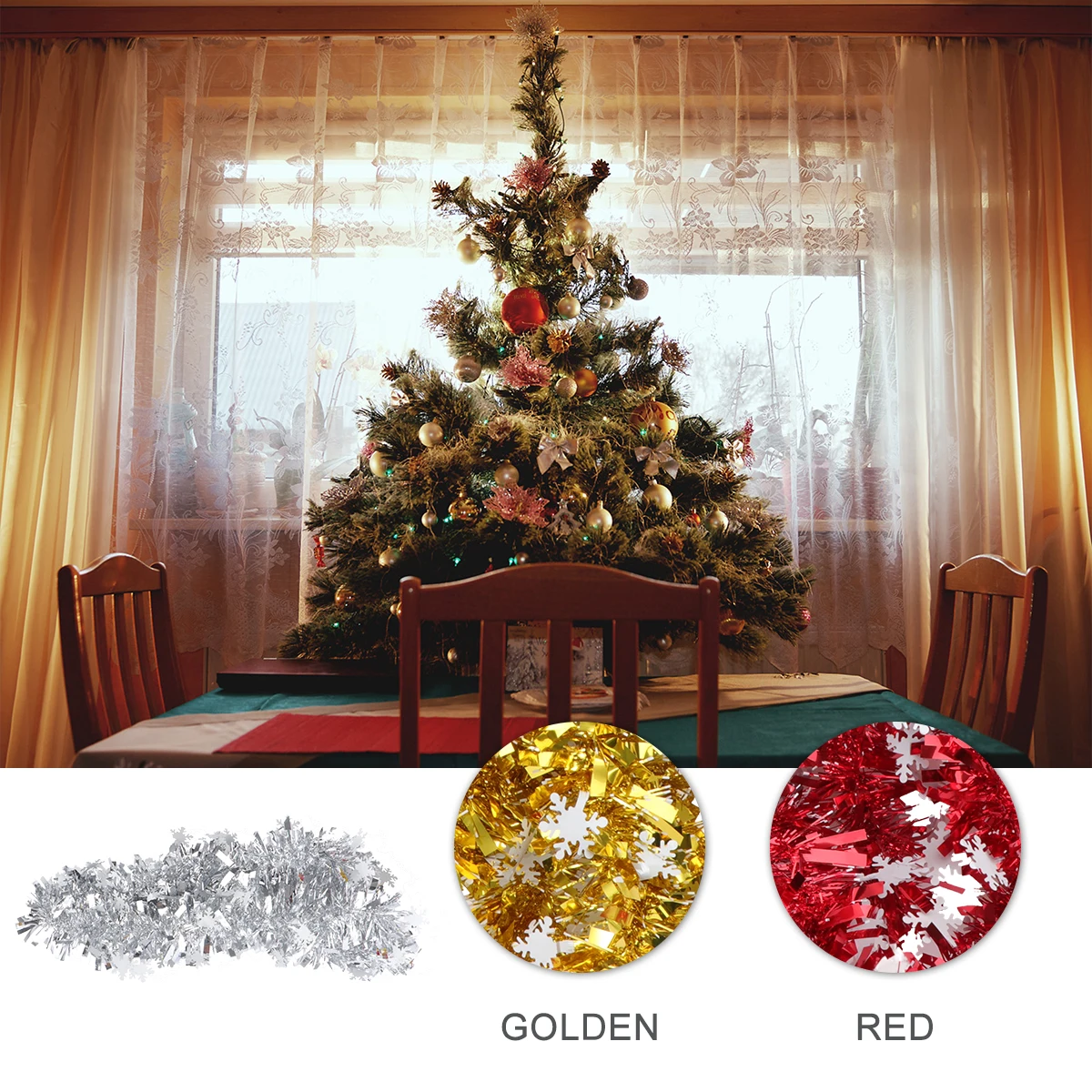 

3 Pcs Colored Strips Festive Decor Accessories Plastic Xmas Party Ribbon Holiday naments Christmas Tree Decorations Gift