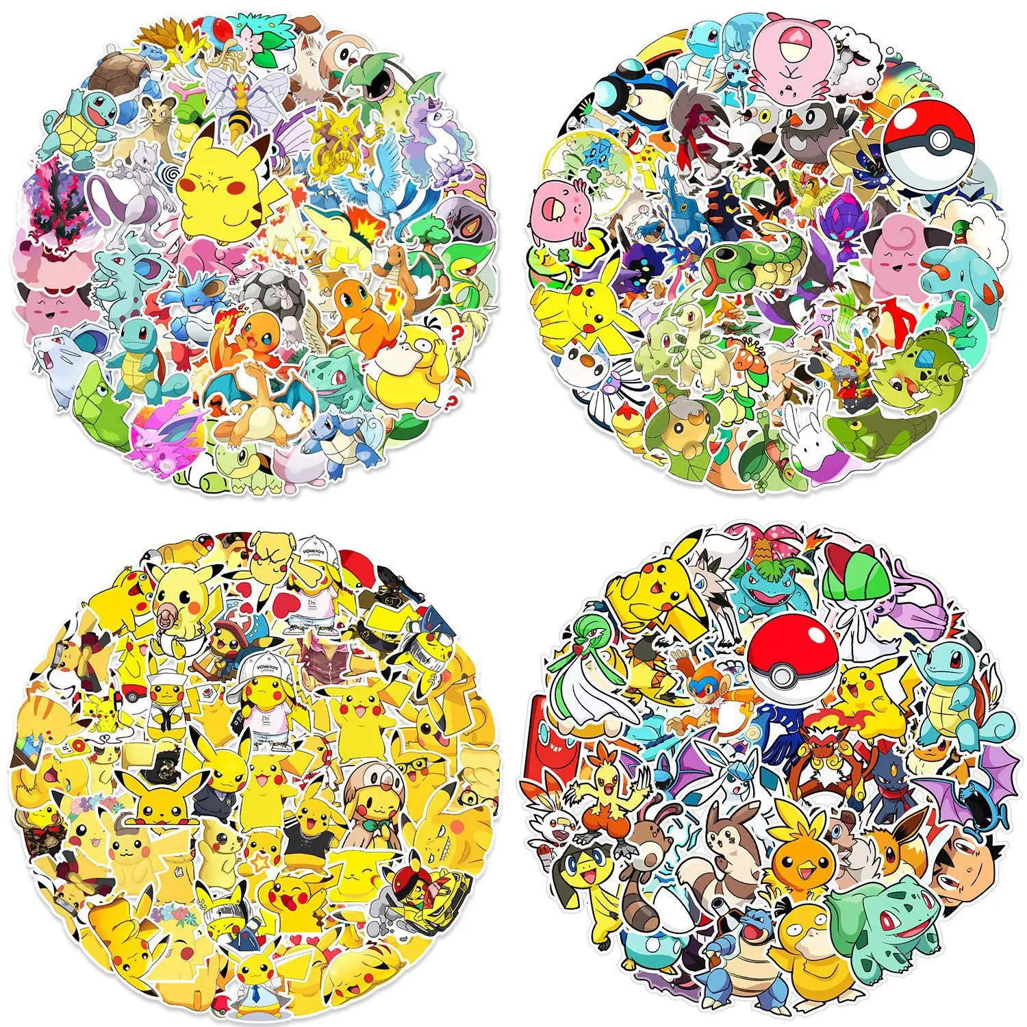 50/100pcs pet elf Anime Stickers Pikachu Kawaii Sticker Laptop Suitcase Skateboard Guitar Phone Cartoon Kid Gift