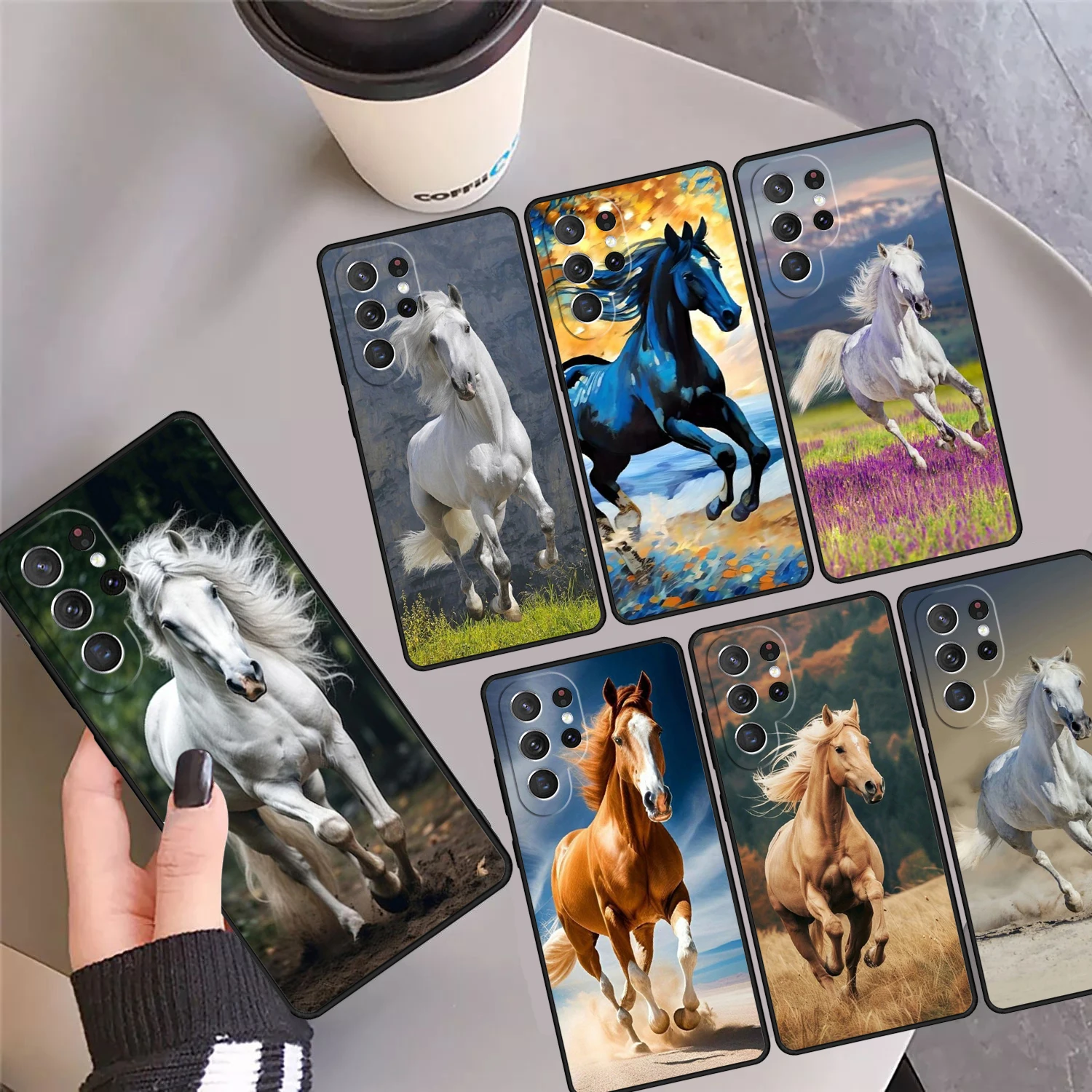 Galloping Horse Phone Case Cover Coque For Samsung Galaxy S24 Ultra 23 S22 Plus S21 FE S20 S8 S9 S10 Note 10 Pro Note 20 Ultra